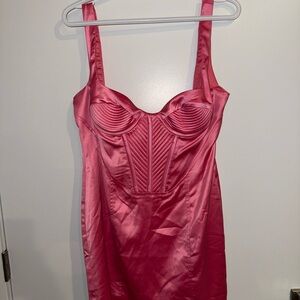Bardot Fuchsia Satin Dress